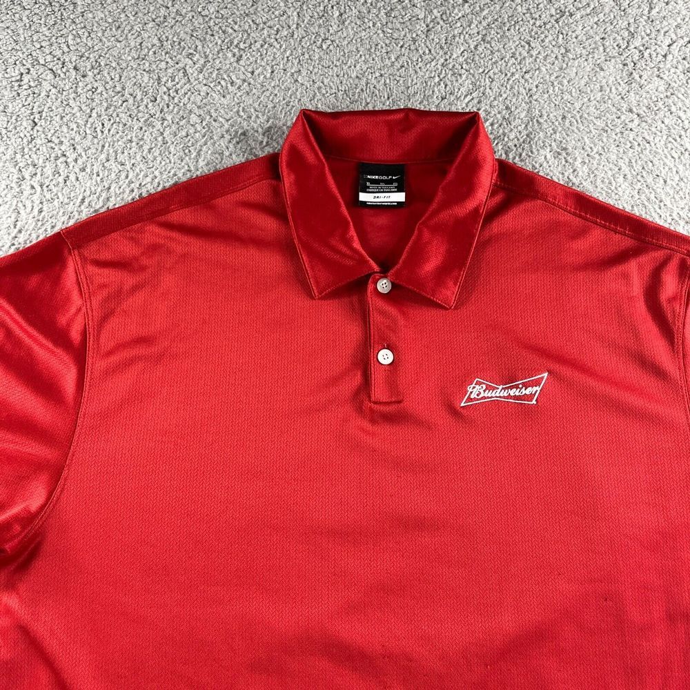 NEW Nike Golf Polo Shirt Mens‎ Extra Large Red Dri-Fit Budweiser Lightweight